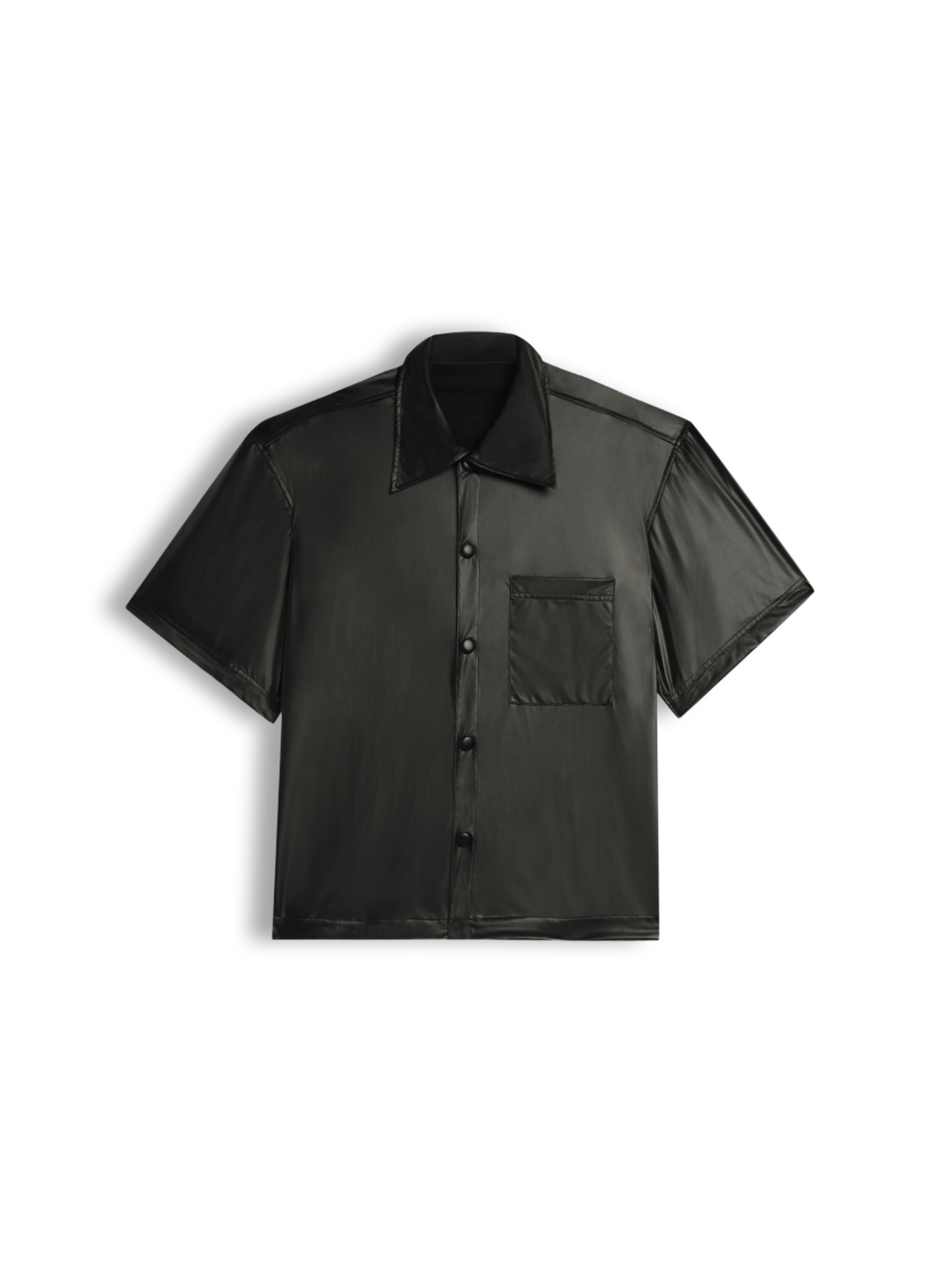 Vegan leather boxy-fit Shirt (black)