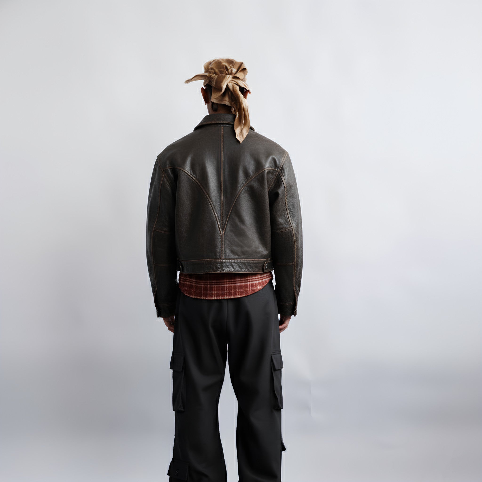 Cropped baggy leather Jacket