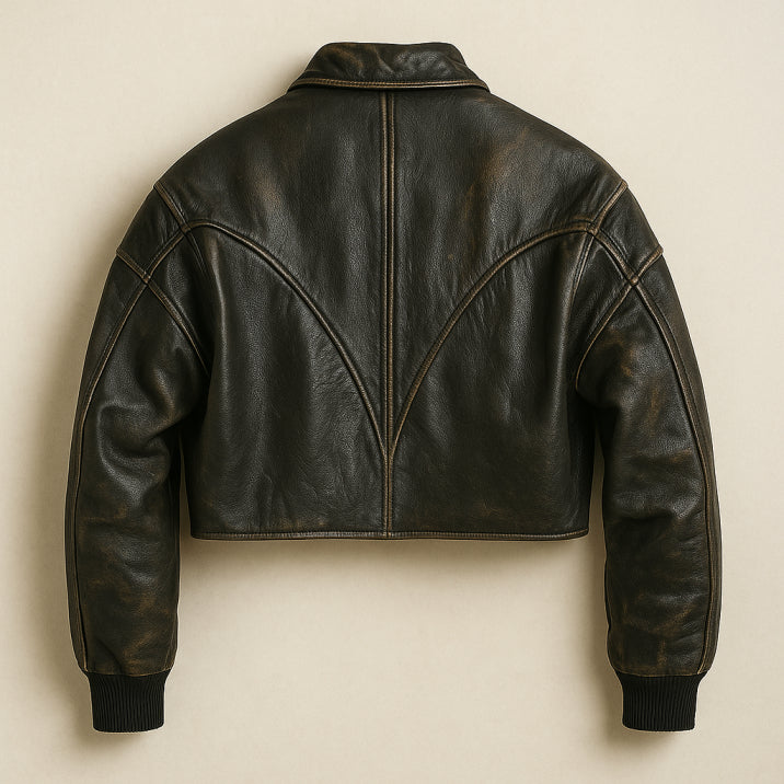 Cropped baggy leather Jacket